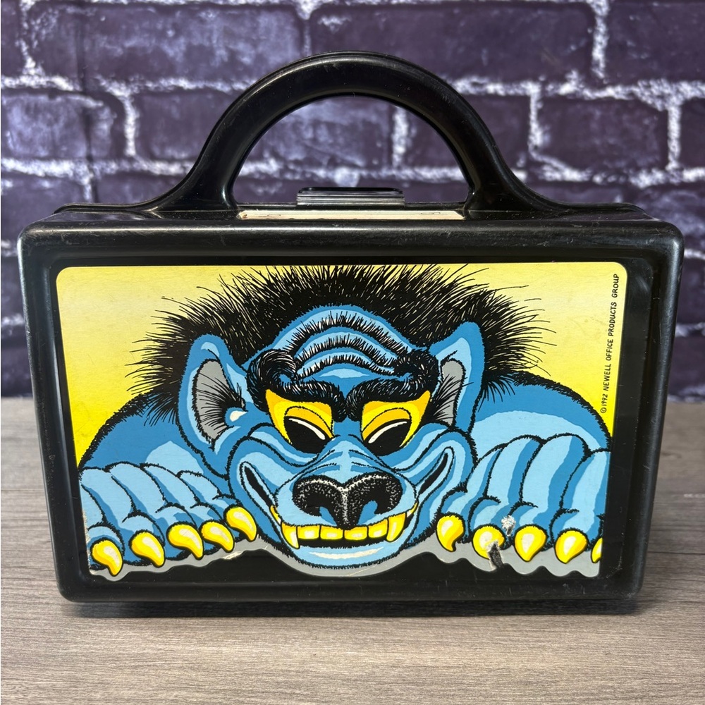 Vintage 1992 Blue Monster Pencil Box